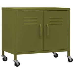 vidaXL Storage Cabinet Olive Green Steel Medium Storage Cabinet