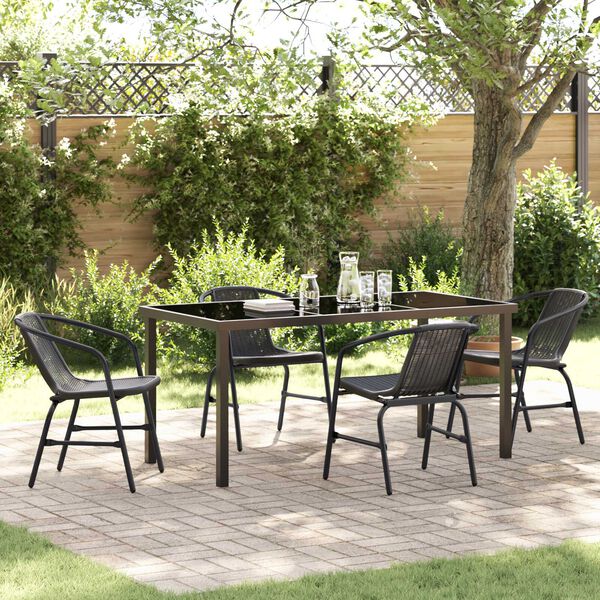 vidaXL Garden Dining Set 5 pcs Black Poly rattan