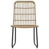 vidaXL Dining Set Oak and Black Poly Rattan, Powder-Coated Steel, Glass