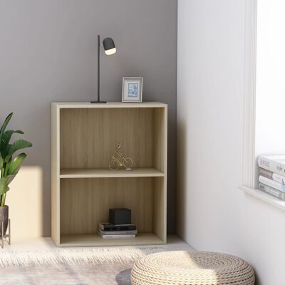 vidaXL 2-Tier Book Cabinet Sonoma Oak 23.6"x11.8"x30.1" Engineered Wood