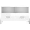 vidaXL TV Cabinet High gloss white Engineered wood, iron