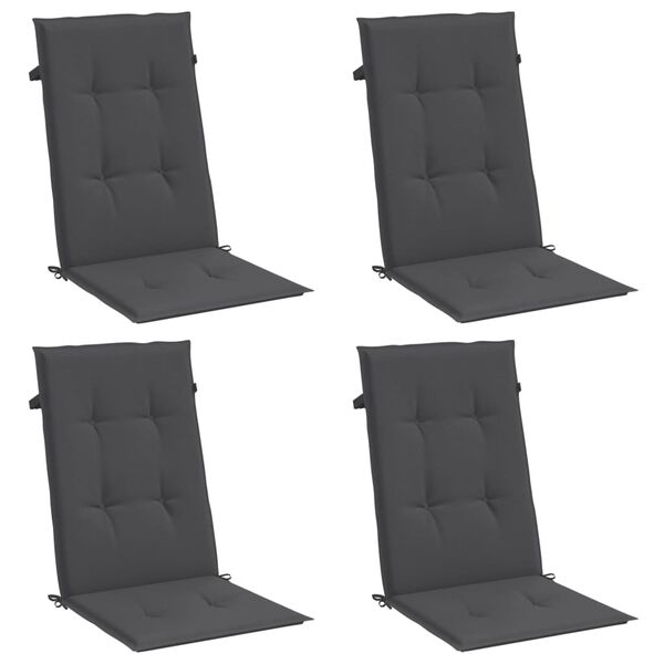 vidaXL Highback Chair Cushion Set of 4 Melange Anthracite Polyester