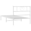 vidaXL Bed Frame White Powder-Coated Steel Single Bed Frame