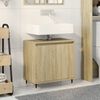 vidaXL Bathroom Cabinet Sonoma Oak Engineered Wood, Iron Bathroom Cabinet