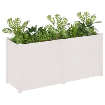 vidaXL Garden Planter White 59.1"x19.7"x27.6" Solid Wood Pine