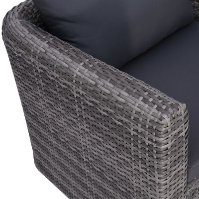 vidaXL 7 Piece Patio Sofa Set with Cushions & Pillows Poly Rattan Gray