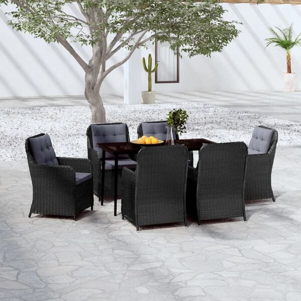 vidaXL Garden Dining Set Black, Dark Grey