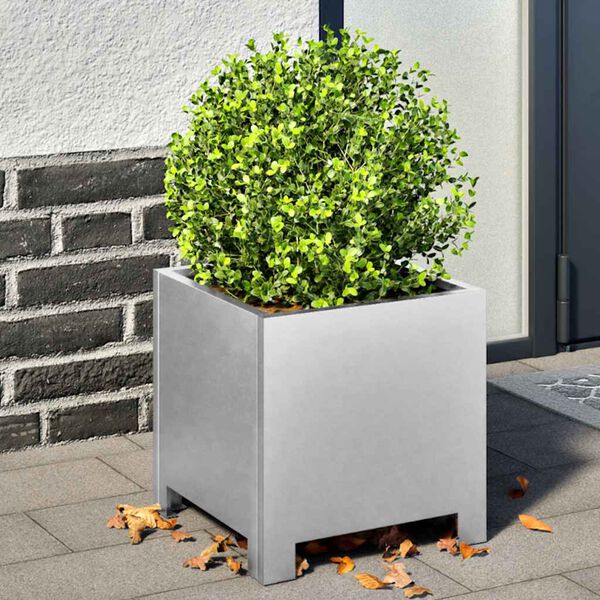vidaXL Garden Planter Silver Galvanized Steel Medium Durable