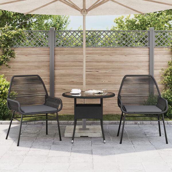 vidaXL Garden Chair Black PE rattan Medium UV-resistant materials