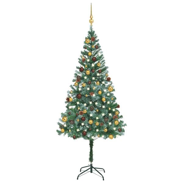 vidaXL Artificial Pre-lit Christmas Tree with Ball Set&Pinecones 70.9"