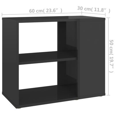 vidaXL Side Cabinet High Gloss Gray 24"x12"x20" Chipboard
