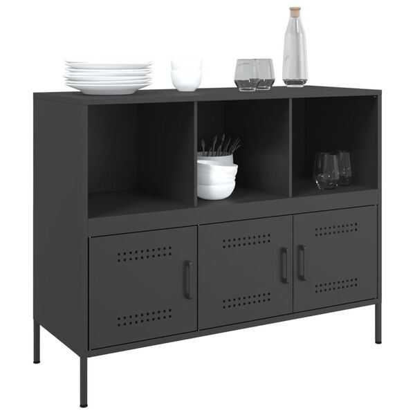 vidaXL Sideboard Black Cold-rolled steel Medium Sideboard Rectangular