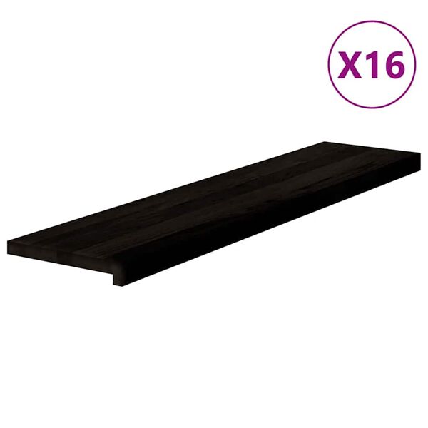vidaXL Stair Tread Set of 16 Dark Brown Solid Oak Wood 43.3x9.8x0.8 in