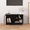 vidaXL TV Cabinet Black Solid Pine Wood Medium TV Cabinet Rectangular
