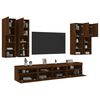 vidaXL TV Wall Cabinet Set Brown Oak Engineered Wood, Glass Medium