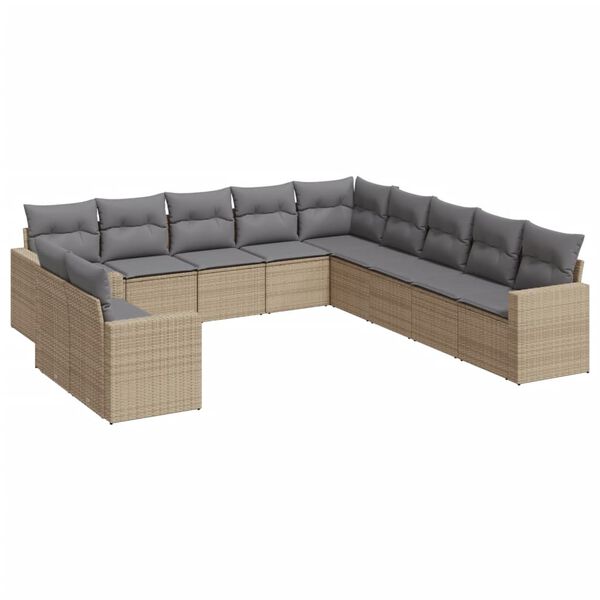vidaXL Garden Sofa Set Beige, Light Grey