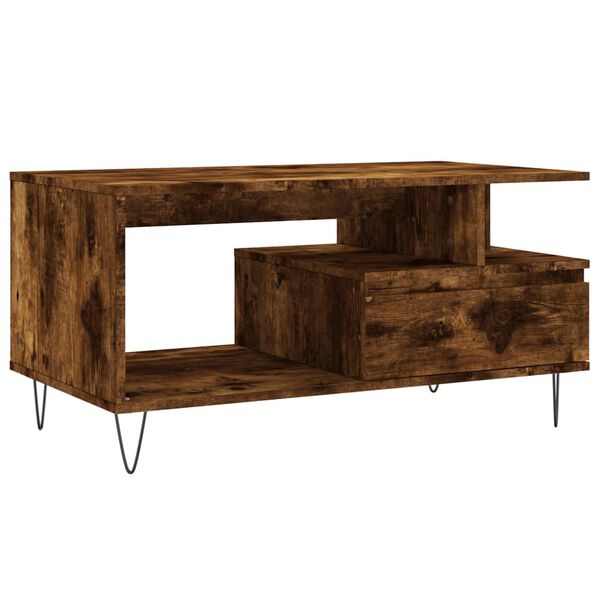 vidaXL Coffee Table Smoked Oak Engineered wood, Metal
