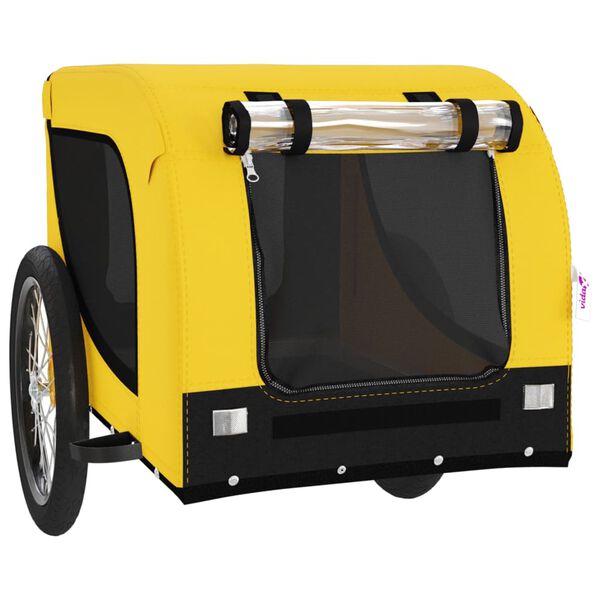 vidaXL Pet Bike Trailer Yellow and Black Oxford Fabric, Iron, PVC Small