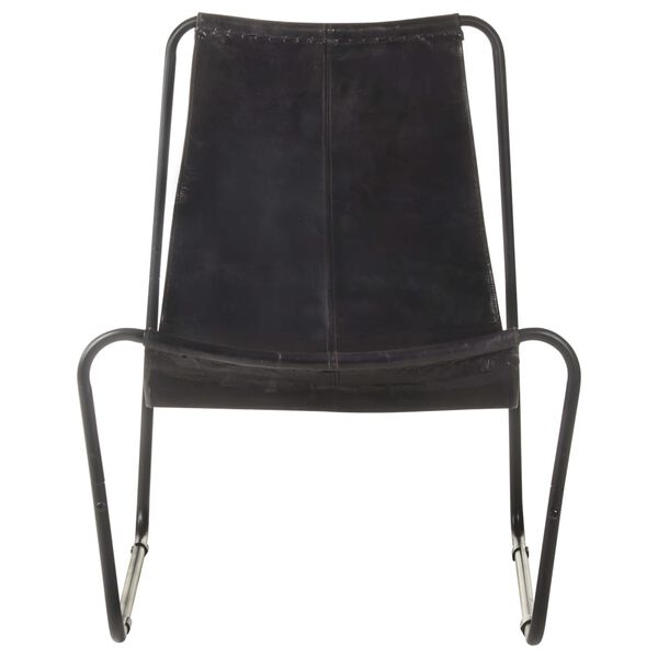 vidaXL Relaxing Chair Black Genuine leather, powder-coated iron Standard