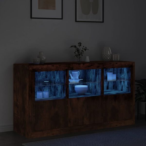 vidaXL Sideboard Smoked oak Engineered wood, glass