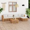 vidaXL 6 Piece Patio Lounge Set with Cream Cushion Solid Teak Wood