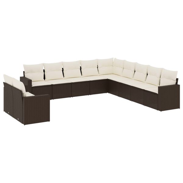 vidaXL Garden Sofa Set Brown, Cream White