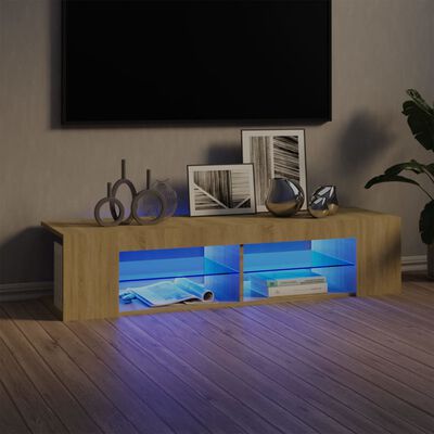 vidaXL TV Stand with LED Lights Sonoma Oak 53.1"x15.4"x11.8"