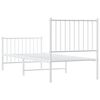 vidaXL Bed Frame White Powder-Coated Steel Twin Metal Bed Frame