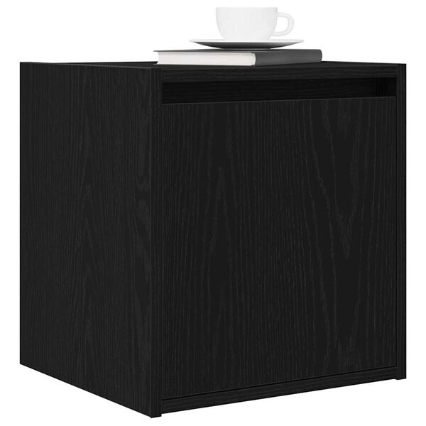 vidaXL Wall-mounted Bedside Cabinet Black Engineered wood