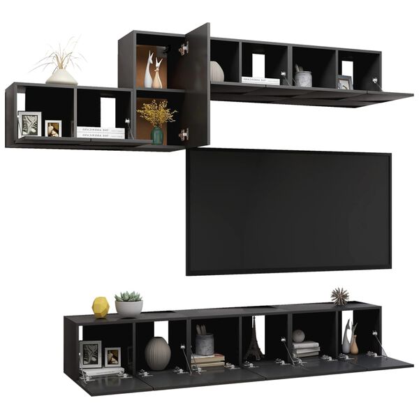 vidaXL 7 Piece TV Stand Set Gray Engineered Wood