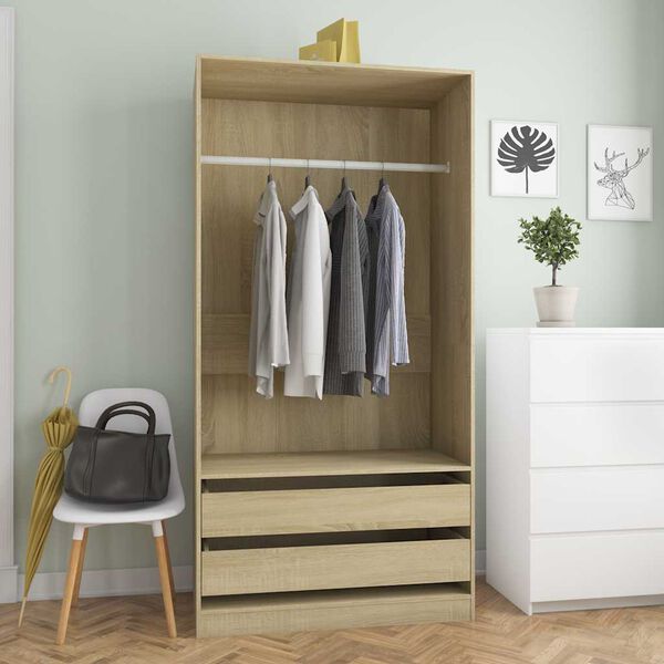 vidaXL Wardrobe Sonoma Oak Engineered wood Compact Wardrobe