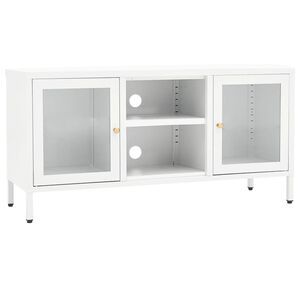 vidaXL TV Stand White 41.3"x13.8"x20.5" Steel and Glass