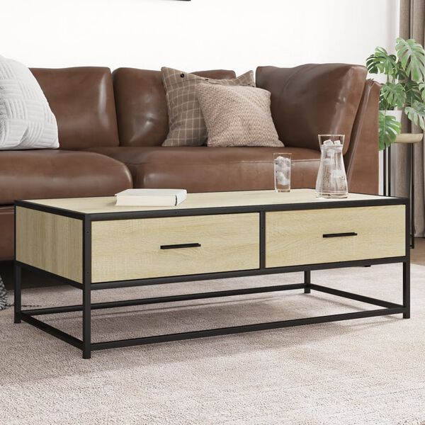 vidaXL Coffee Table Sonoma oak Engineered wood, metal
