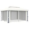 vidaXL Gazebo with Curtain 13.1'x9.8' Cream White Aluminum