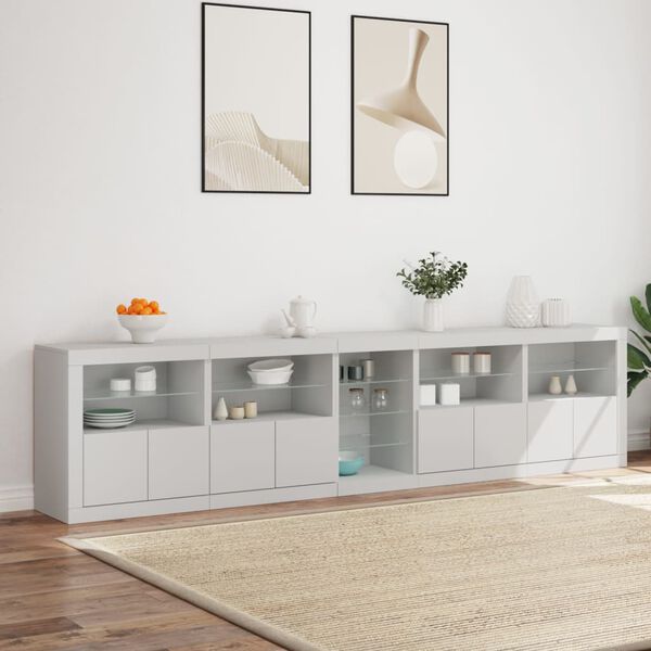 vidaXL Sideboard White Engineered wood, glass Large Sideboard