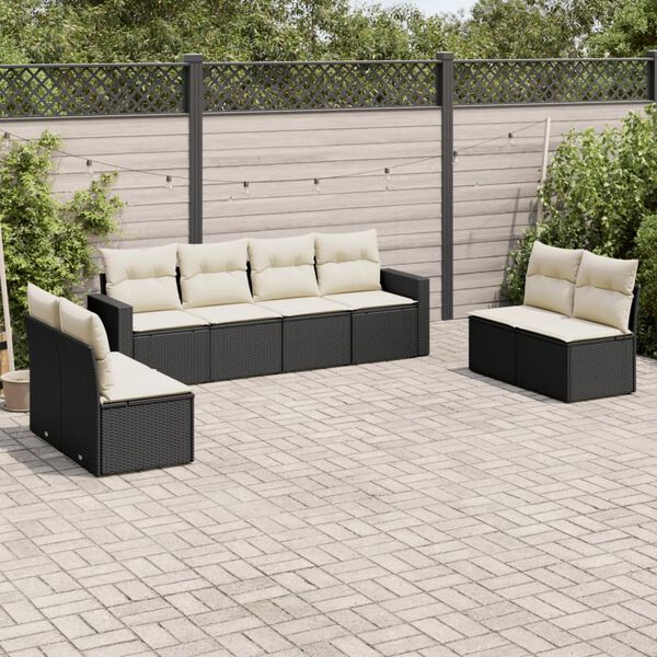 vidaXL Garden Sofa Set Black and Cream