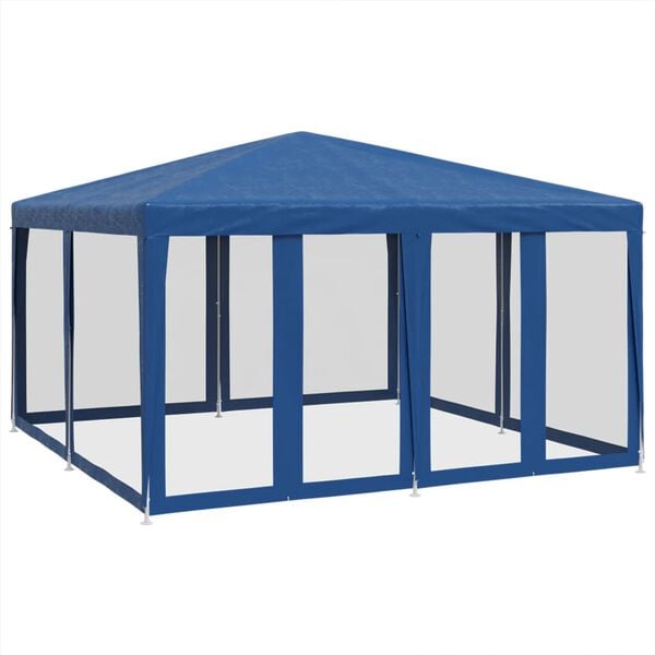 vidaXL Party Tent Blue High-Density Polyethylene, Iron 13.1 x 13.1 ft