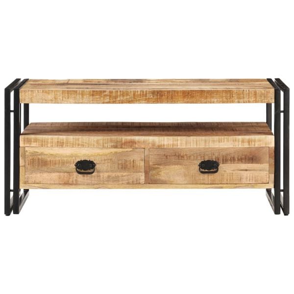 vidaXL Coffee Table Brown and black Rough mango wood, steel
