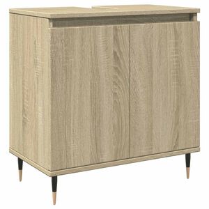 vidaXL Bathroom Cabinet Sonoma Oak Engineered Wood, Iron Bathroom Cabinet