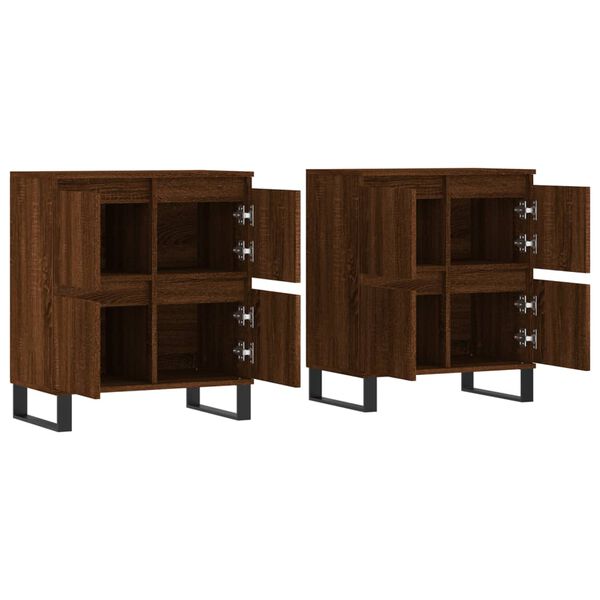 vidaXL Sideboard Set of 2 Brown oak Engineered wood Standard Sideboard