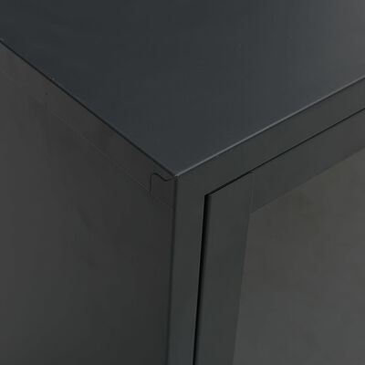 vidaXL TV Cabinet Black 41.3"x13.7"x20.4" Steel and Glass