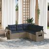 vidaXL 5 Piece Garden Sofa Set with Cushions Grey Poly Rattan