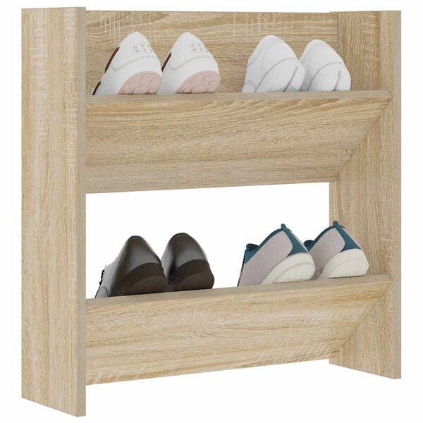 vidaXL Wall Shoe Cabinet Sonoma Oak 23.6"x7.1"x23.6" Engineered Wood