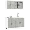 vidaXL Kitchen Cabinet Set Concrete Grey Engineered Wood and Glass