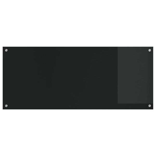 vidaXL Kitchen Backsplash Black 47.24 x 19.69 x 0.24 in Tempered Glass