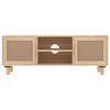 vidaXL TV Cabinet Brown 41.3x11.8x15.7" Solid Wood Pine&Natural Rattan