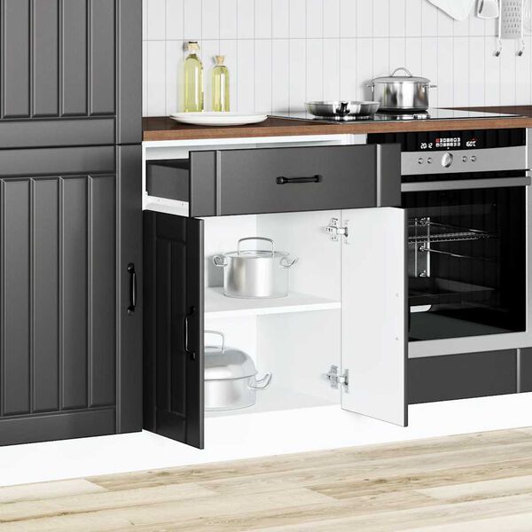 vidaXL Kitchen Base Cabinet Black Engineered wood Standard