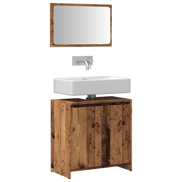 vidaXL Bathroom Furniture Set Old wood Engineered wood, glass Standard