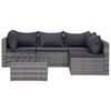 vidaXL Garden Lounge Set Grey PE Rattan, Powder-Coated Steel, Glass Large