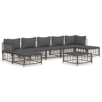 vidaXL 8 Piece Patio Lounge Set with Cushions Anthracite Poly Rattan